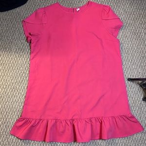 Hot Pink Flare Dress With Scalloped Sleeves